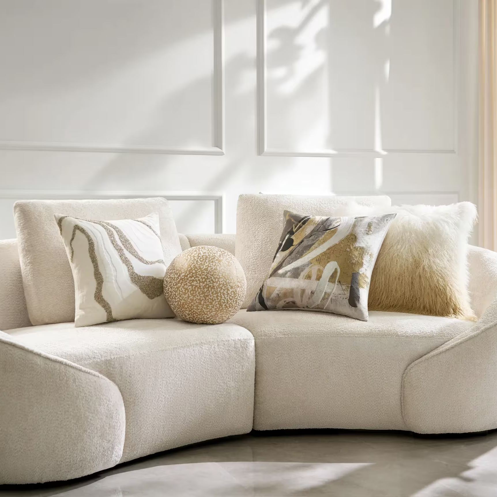 Mia Gold Ombre Mongolian Lamb Fur Pillow 22" x 22"