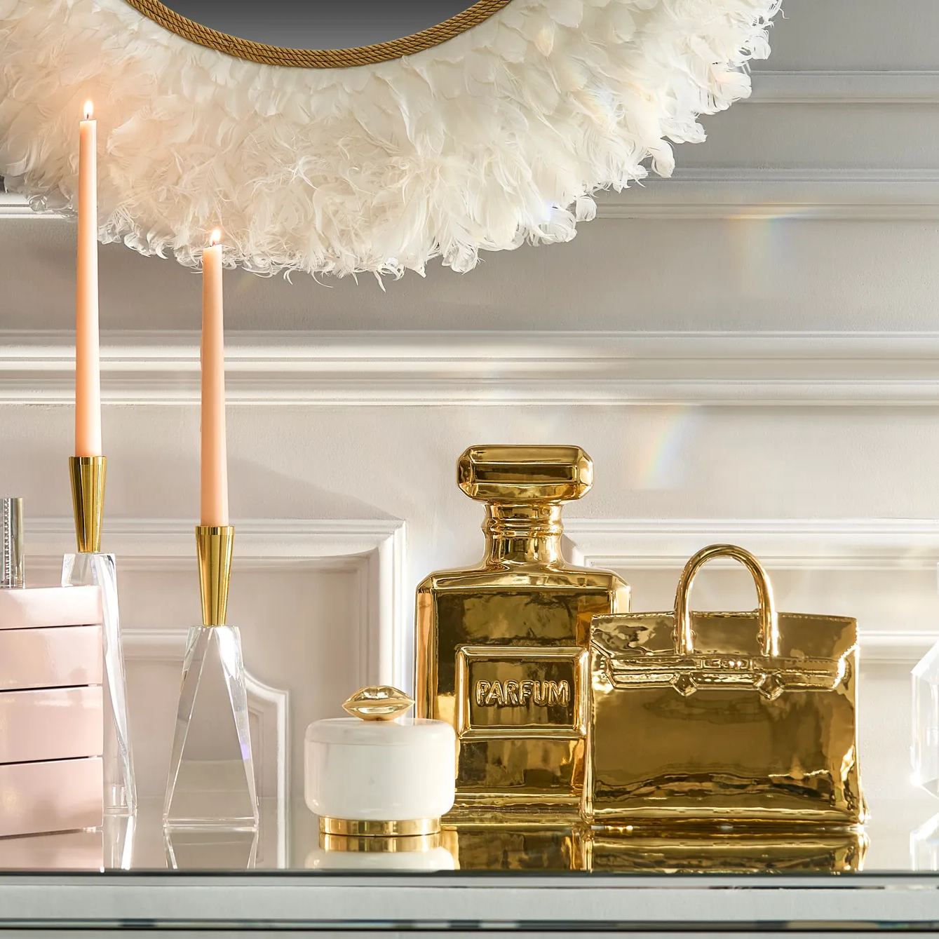 Parfum Bottle Gold Ceramic High Gloss Coin Bank