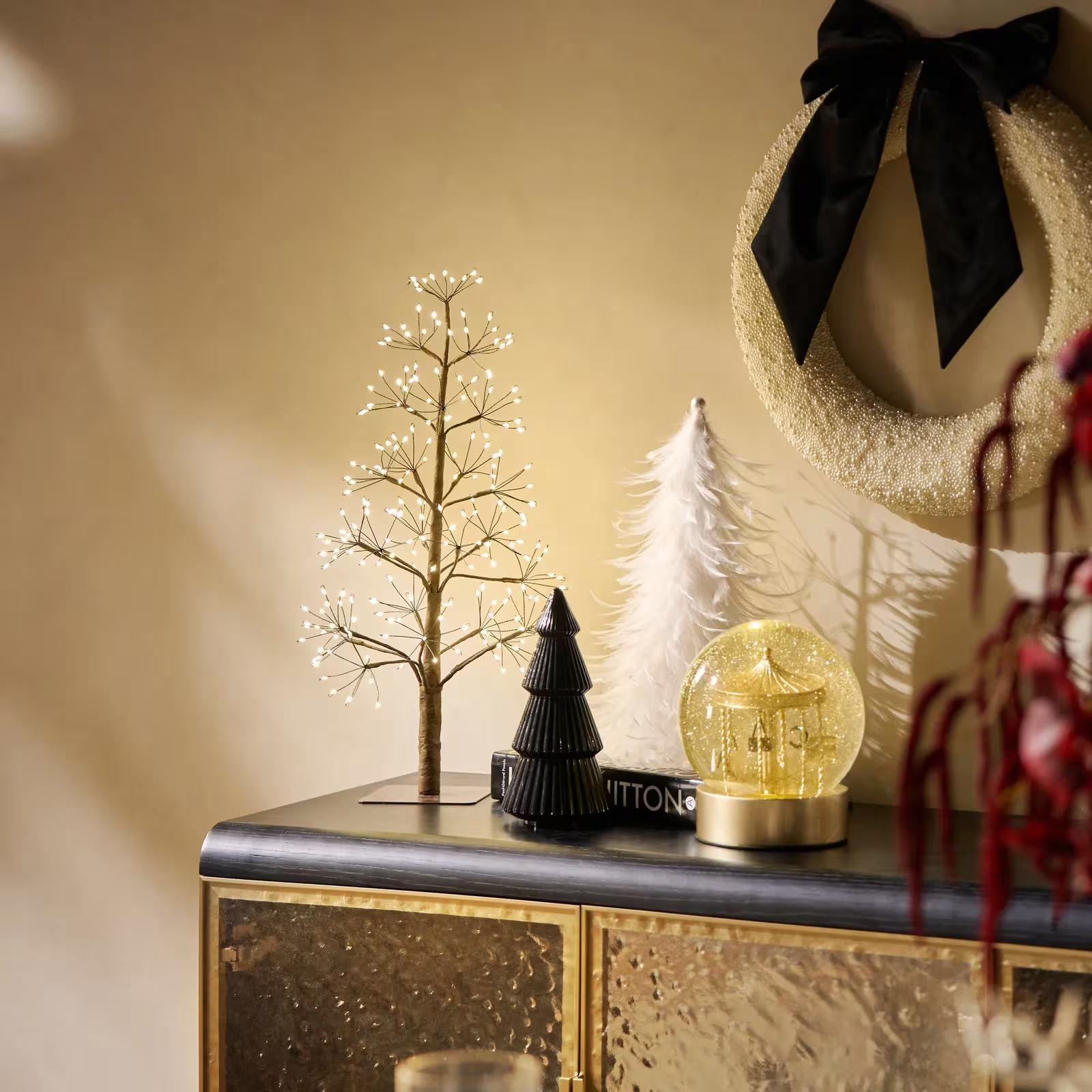 White Feather & Pearl Tree set - 11.75" & 12.75"