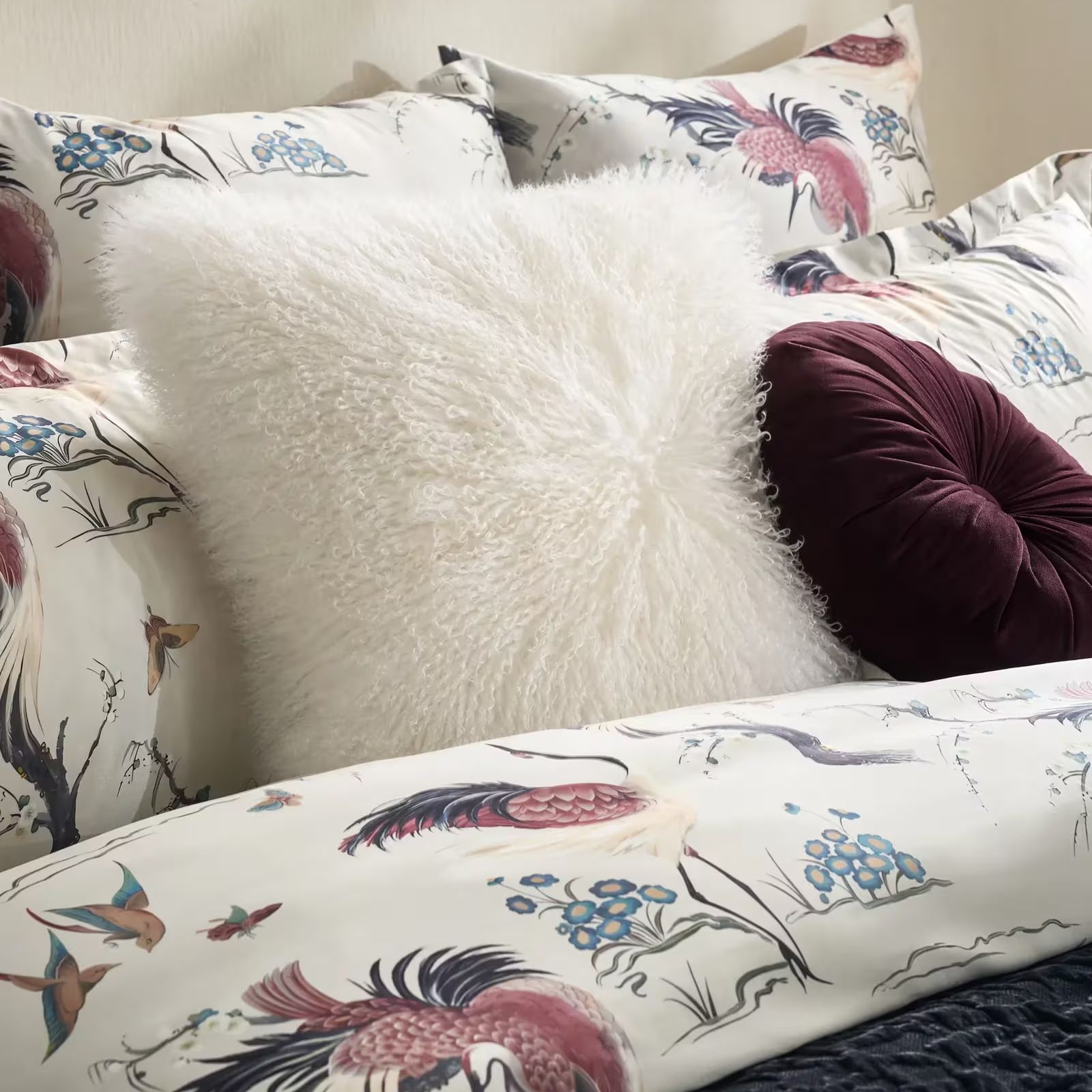 Cora Crane Satin Bedding Set - Multi