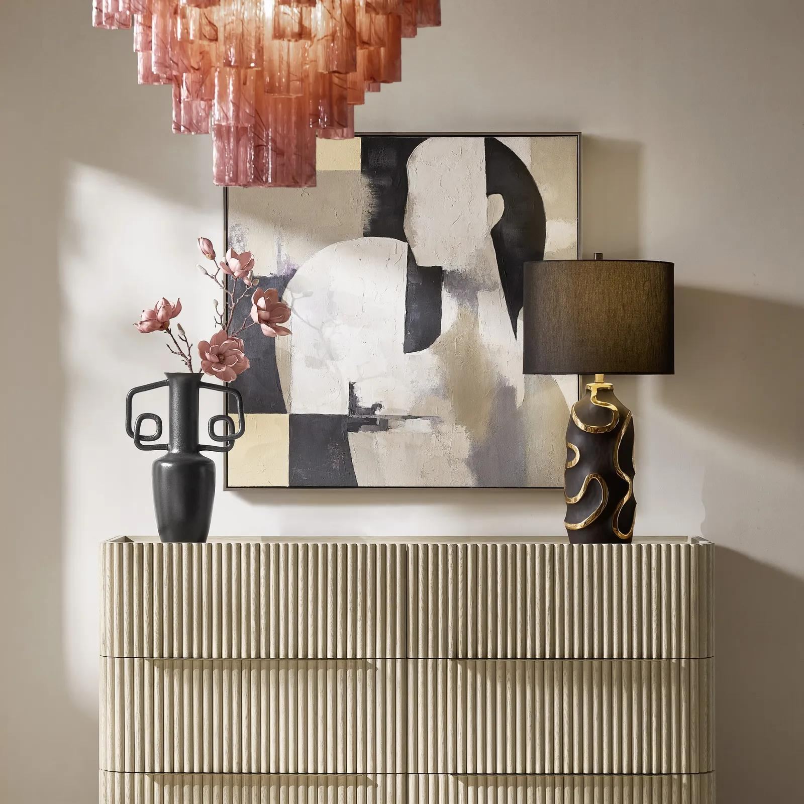 Seraphina Ceramic Table Lamp 32" - Black/Gold