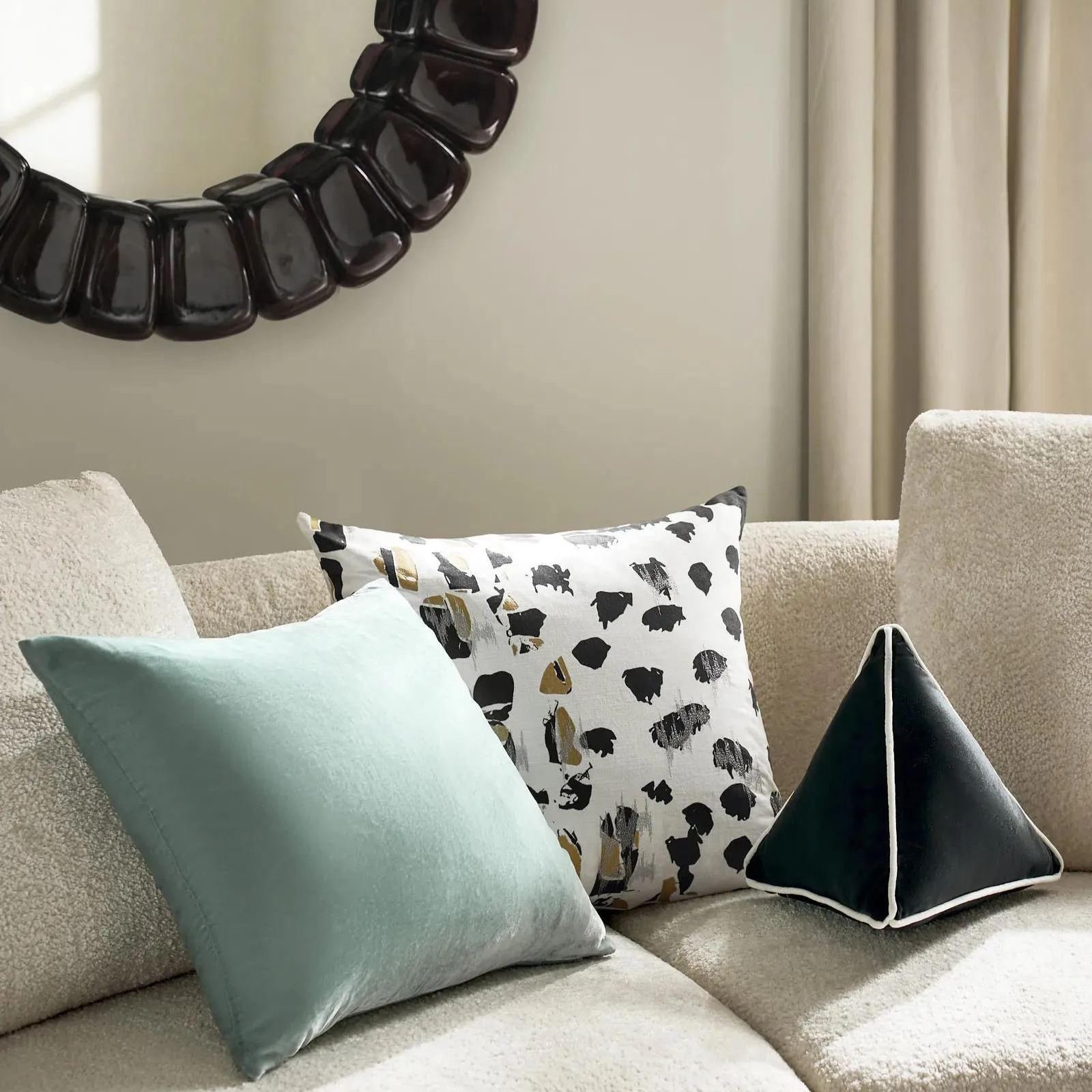 Delia Eggshell Blue Silky Velvet Pillow 20" x 20"