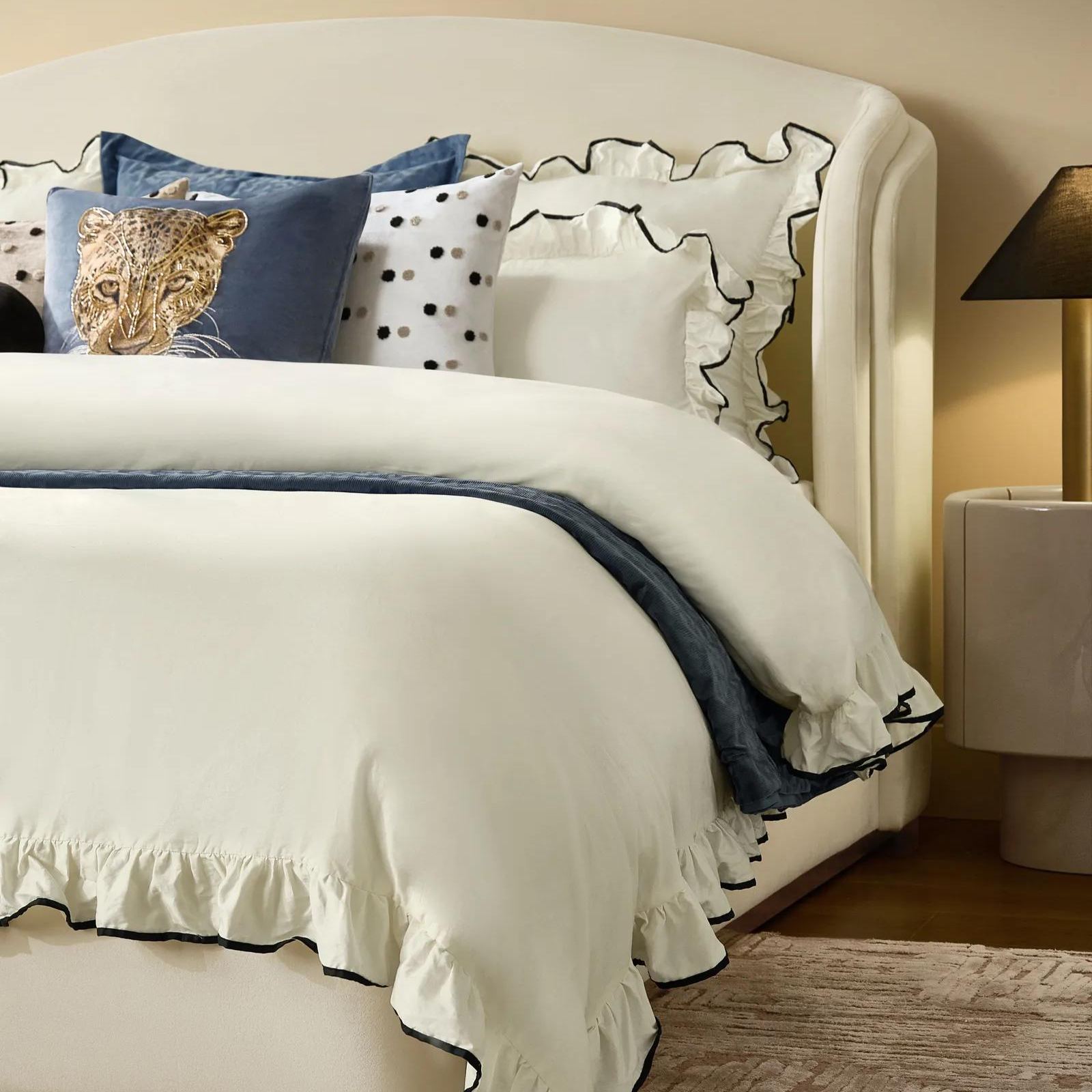 Dionne Polka Dot Embroidered Pillow 22" - Cloud