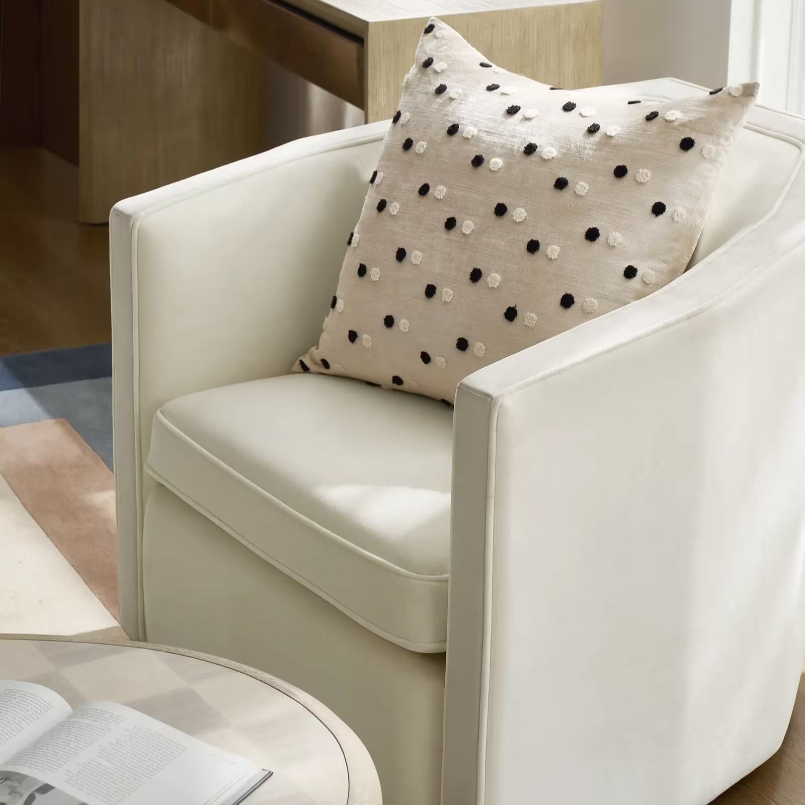 Dionne Polka Dot Embroidered Pillow 22" - Platinum Taupe