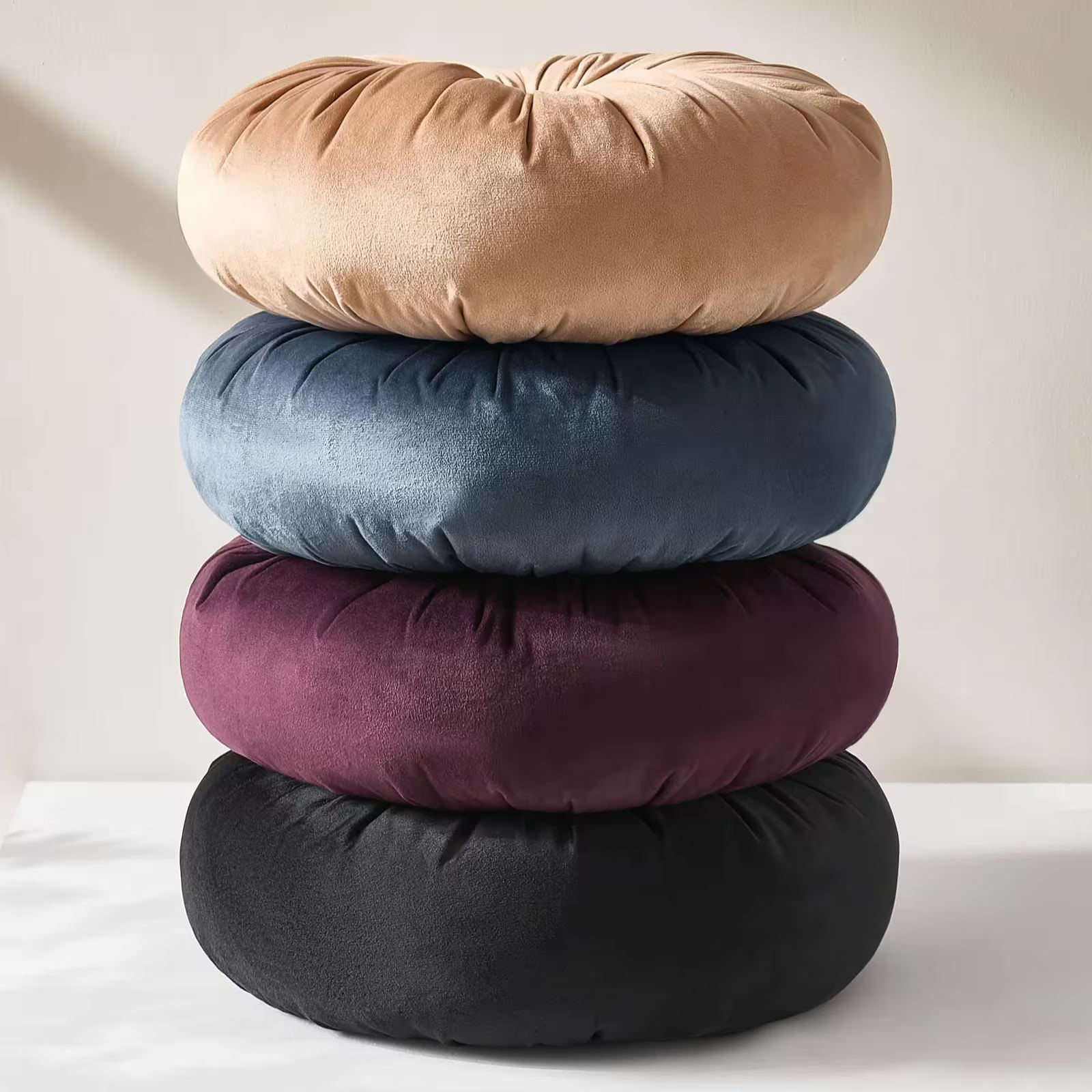 Clea Tufted Round Velvet Pillow 15" - Black