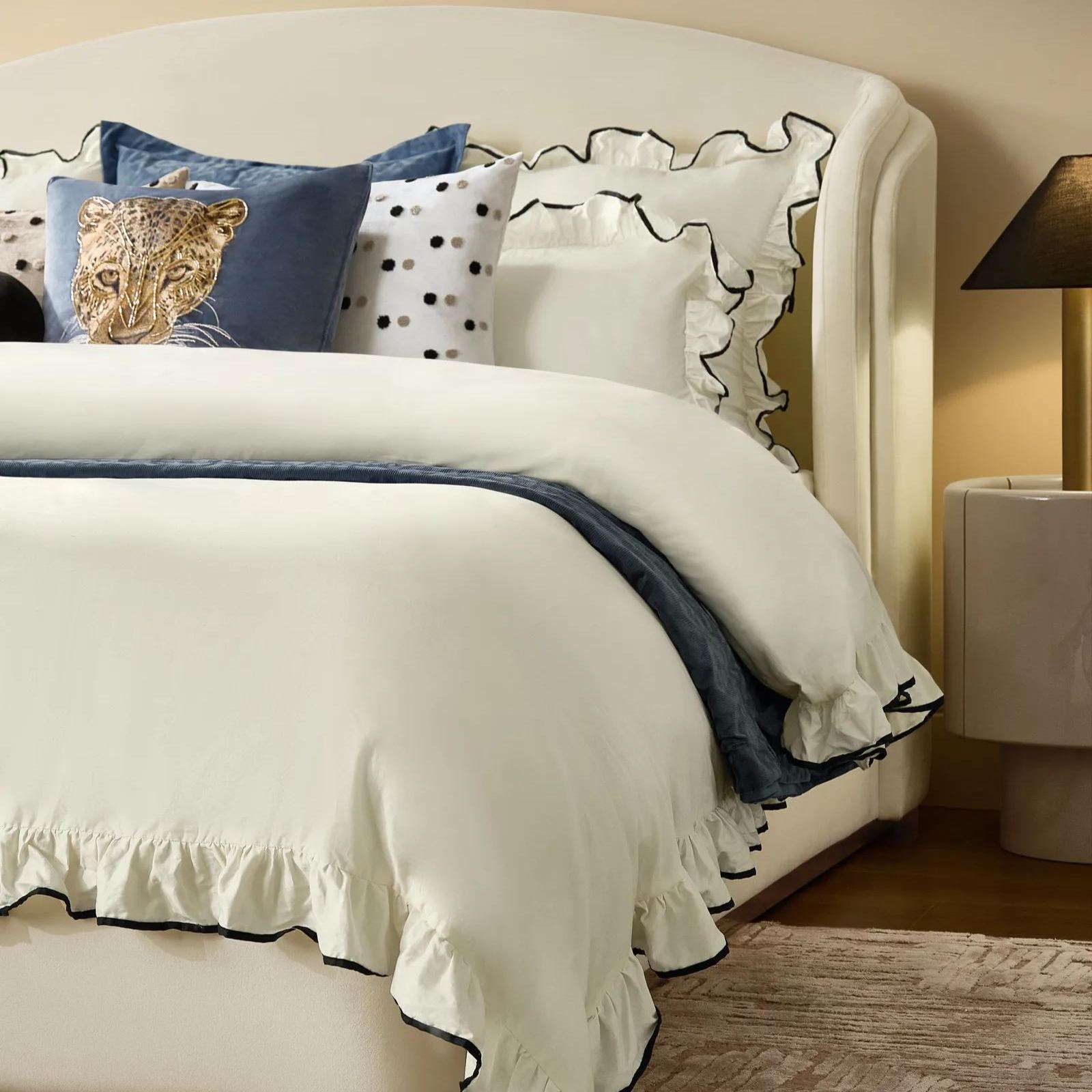 Leopard Corduroy Velvet Bedding Set - Dusty Blue