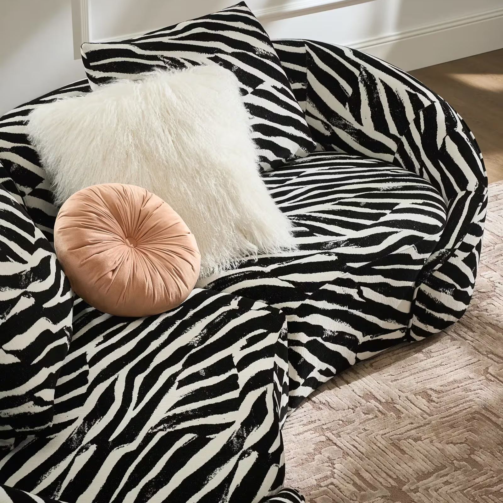 Clea Tufted Round Velvet Pillow 15" - Apricot