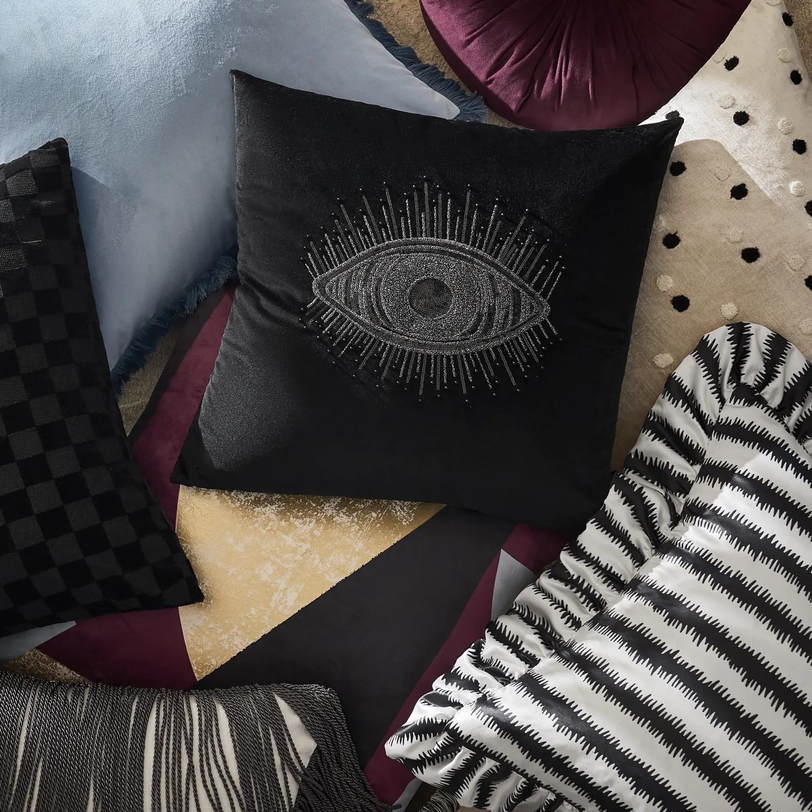 Freja Velvet Fringe Pillow 22" - Airy Blue
