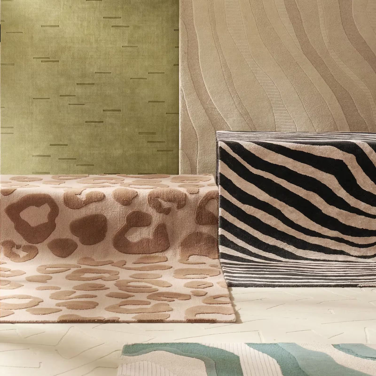 Kadence Wool Rug - Deep Sage Green/Ivory