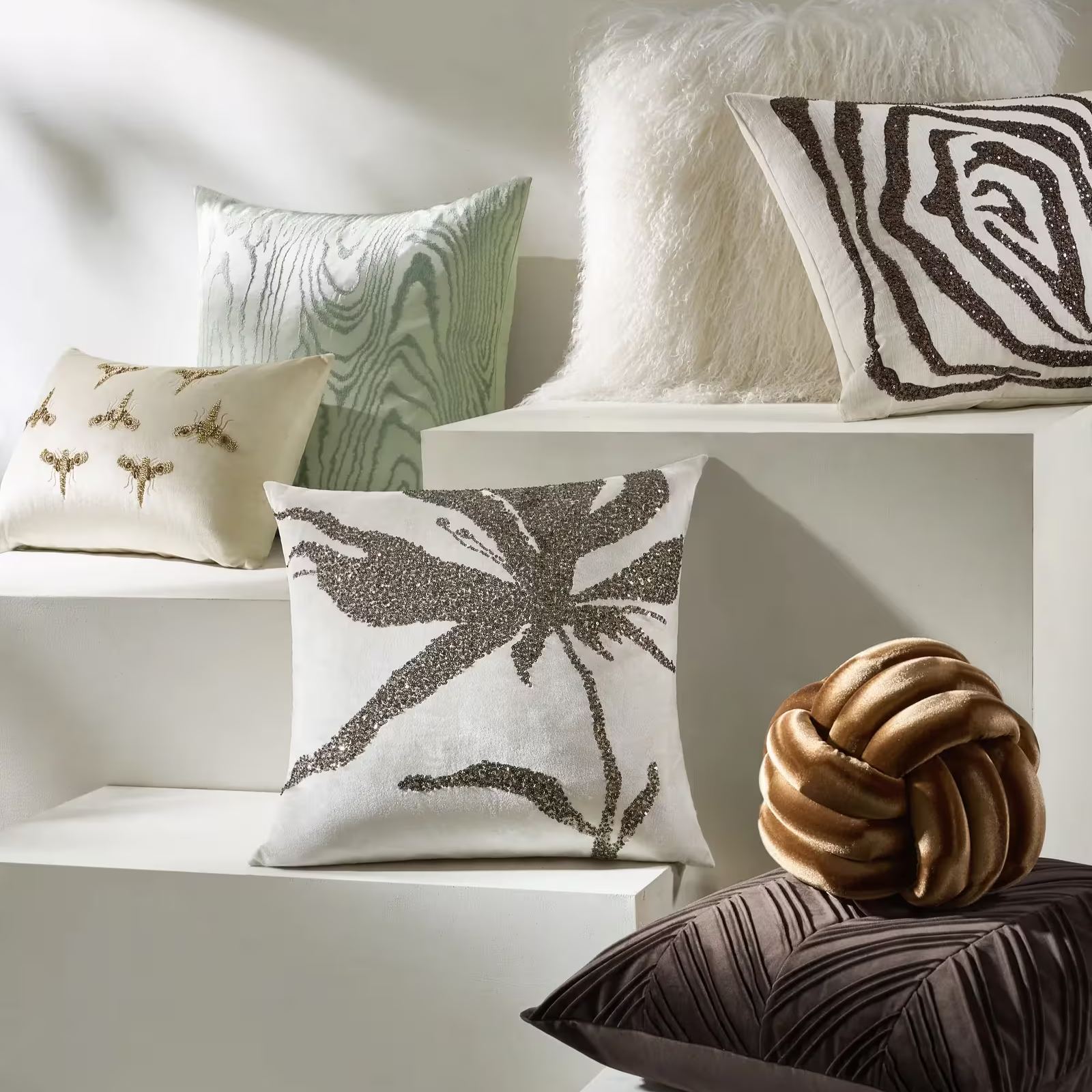 Neva Velvet Knot Pillow 11.75" - Bronze