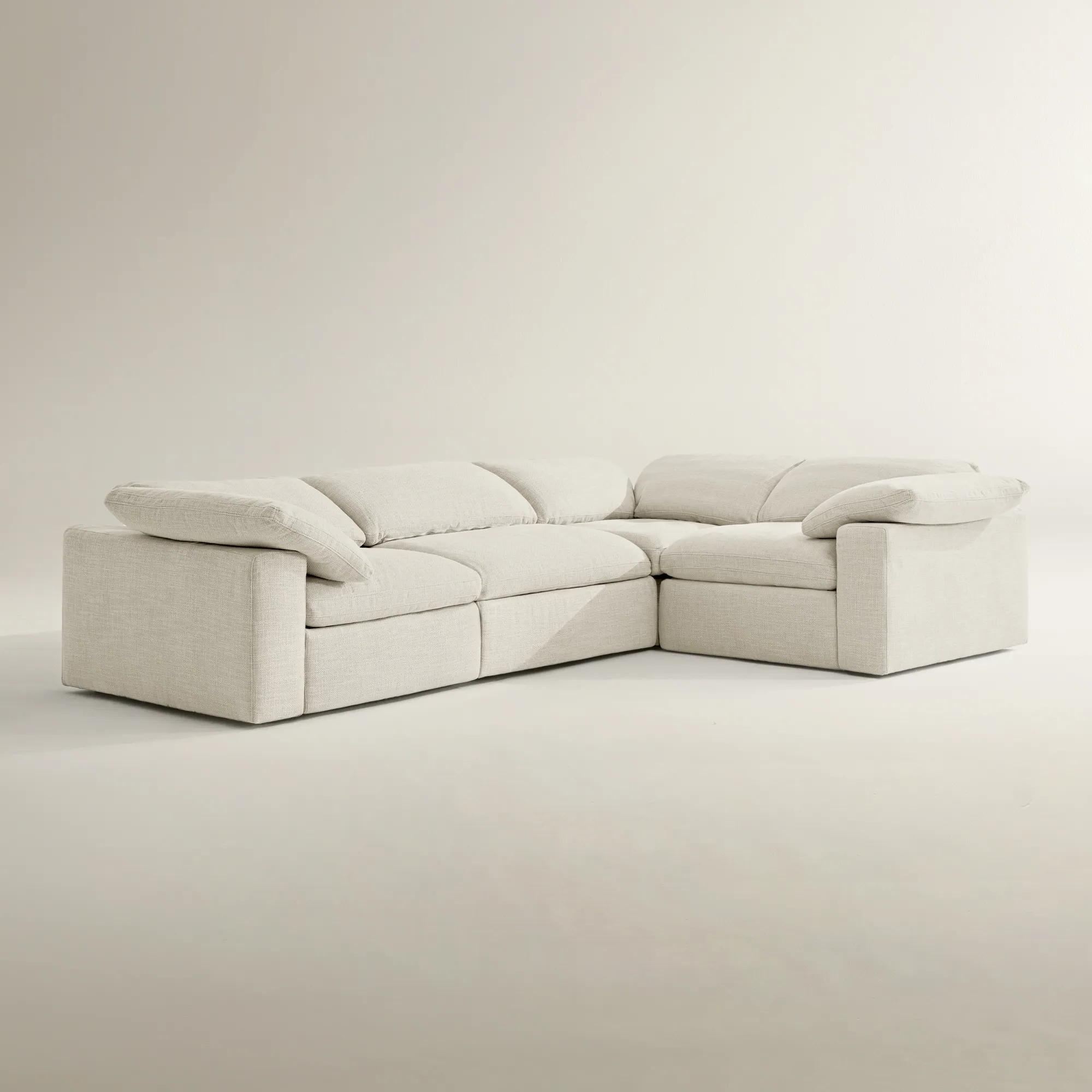 Milo 4-Piece L-Shaped Reclining Ivory Performance Fabric Sectional Sofa With Right-Arm Chair