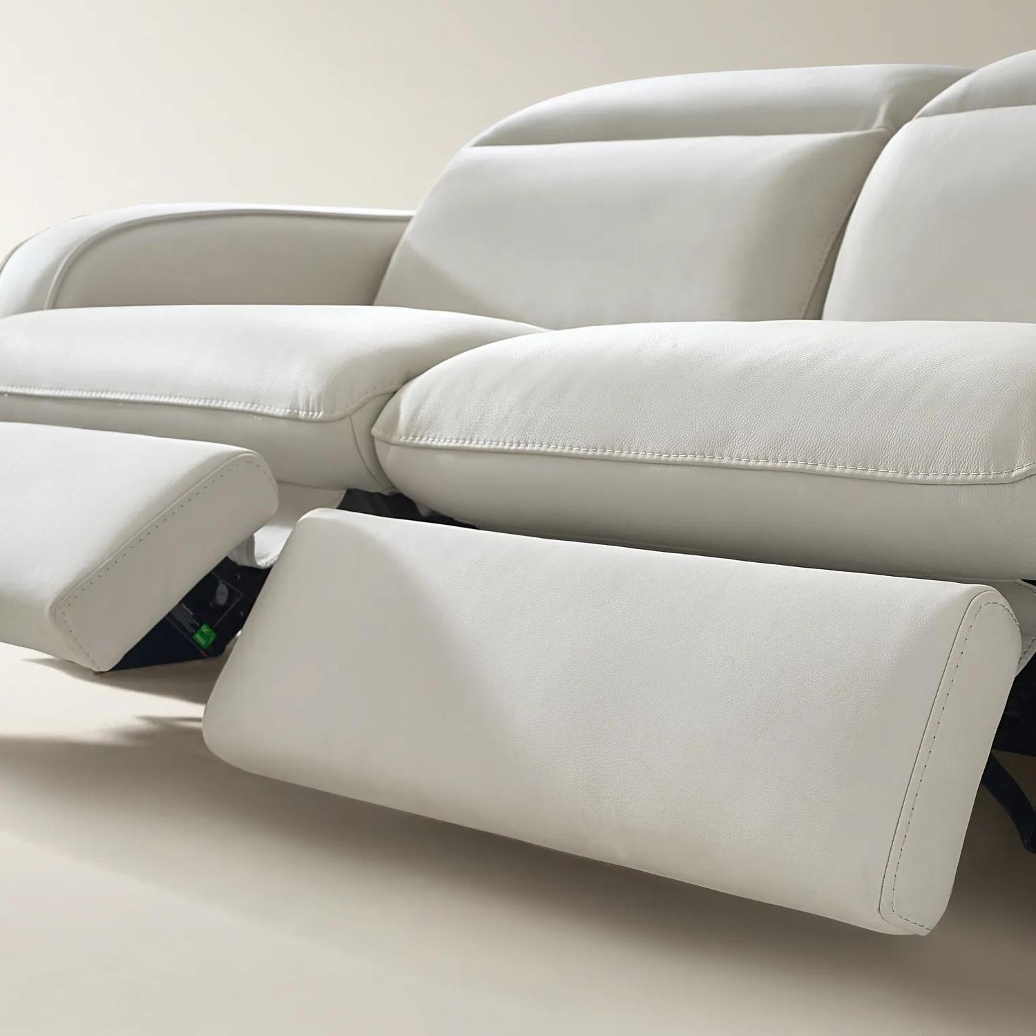 Terra 4-Piece Reclining Frost Leather Sectional With Right-Arm Chair