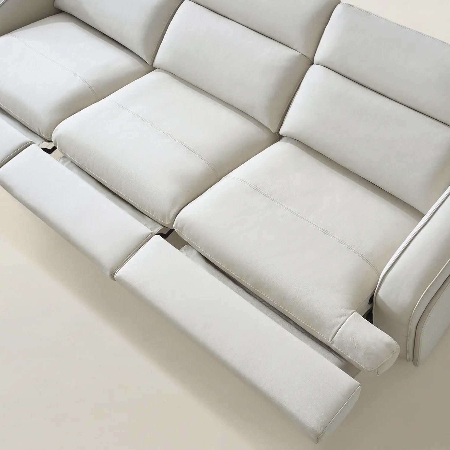 Terra 4-Piece Reclining Frost Leather Sectional With Right-Arm Chair