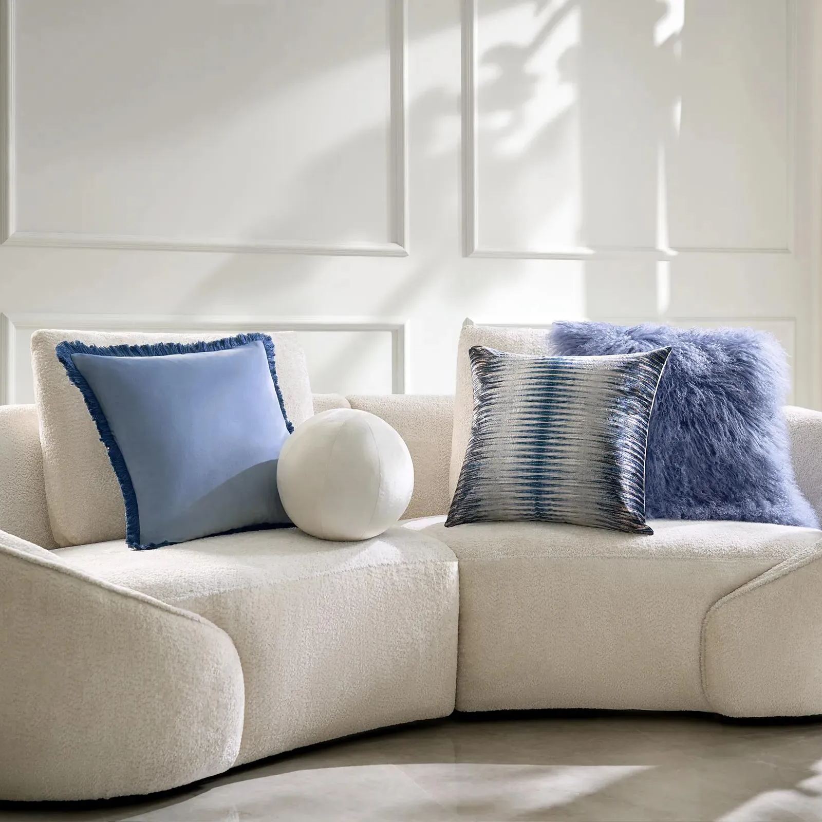 Velvet Ball Pillow 12" - Ivory