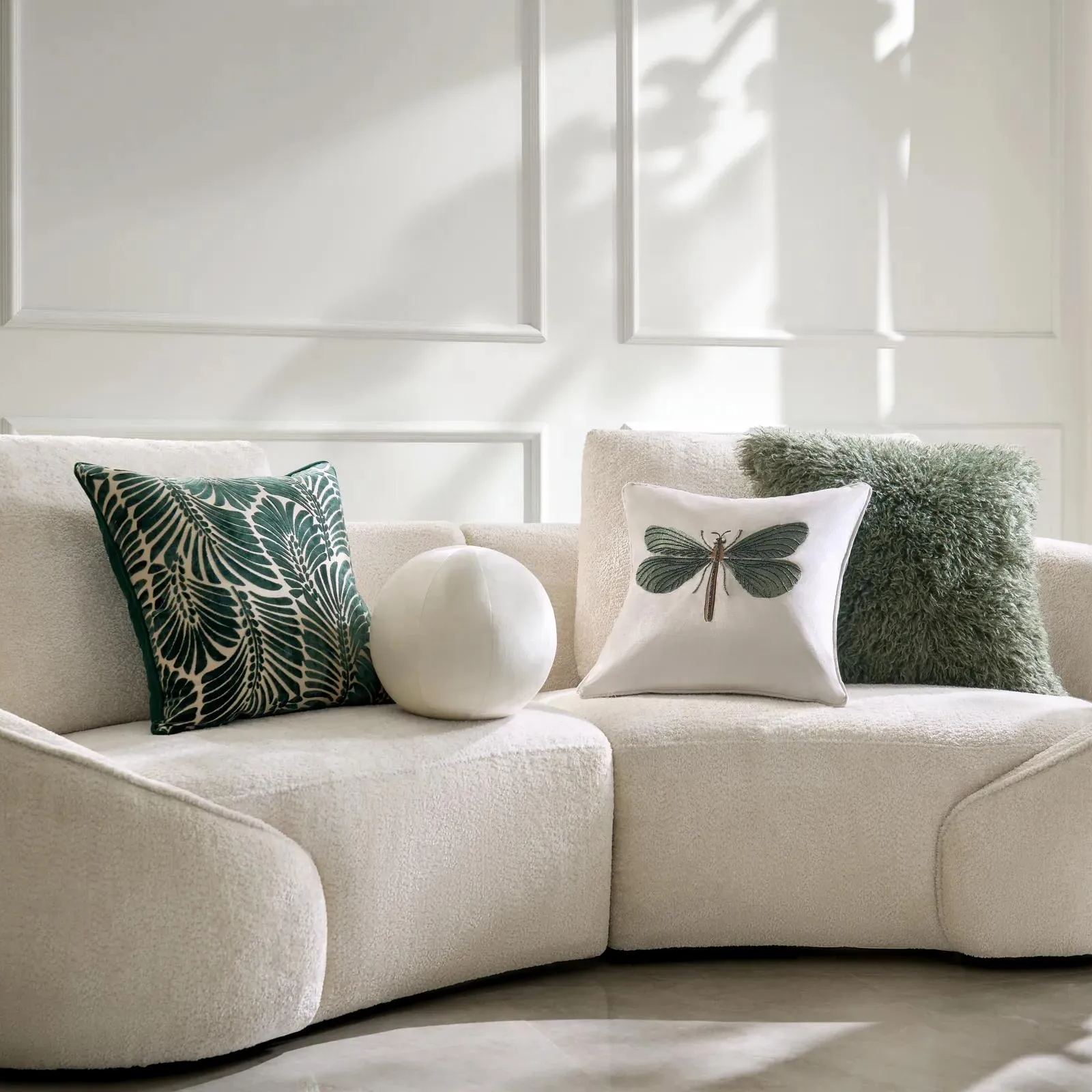 Velvet Ball Pillow 12" - Ivory