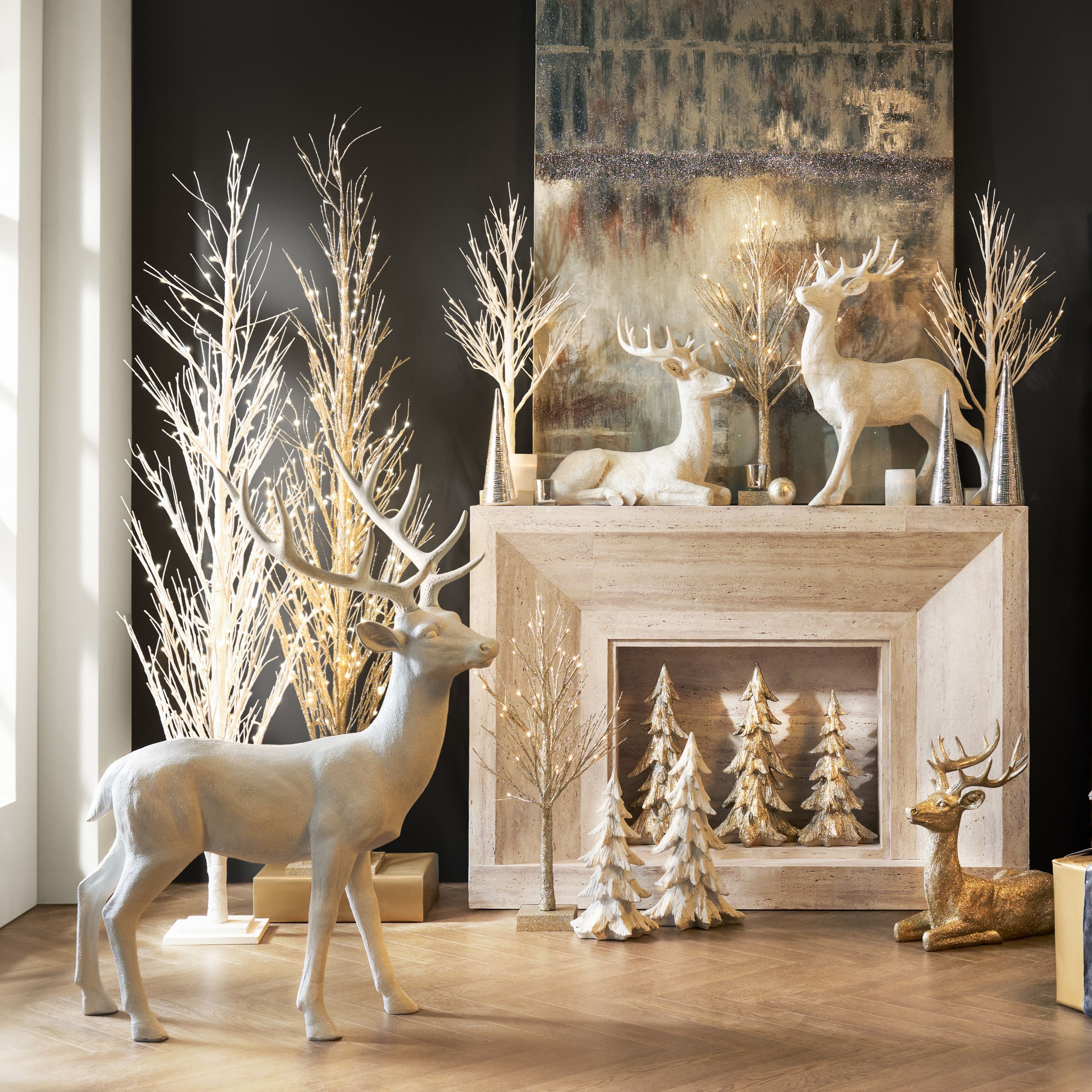 Majestic Deer White Resin 48.75"