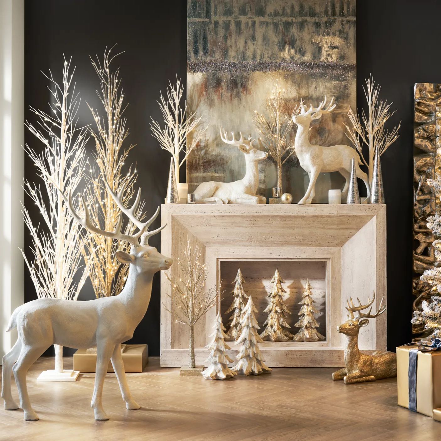 Majestic Deer Champagne Resin 32"