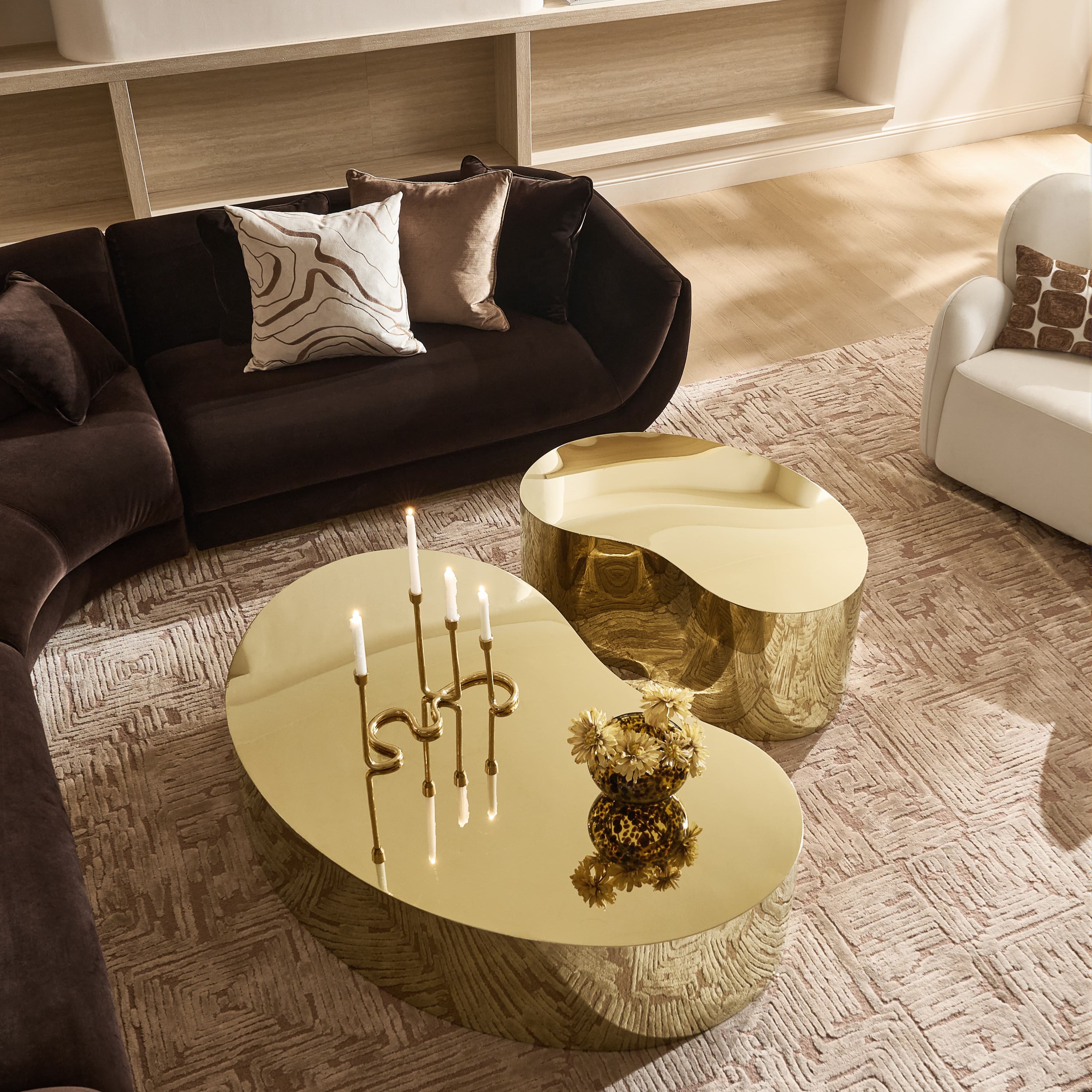 Aurea Soft Gold Coffee Table Set of 2 (37.5"-57")
