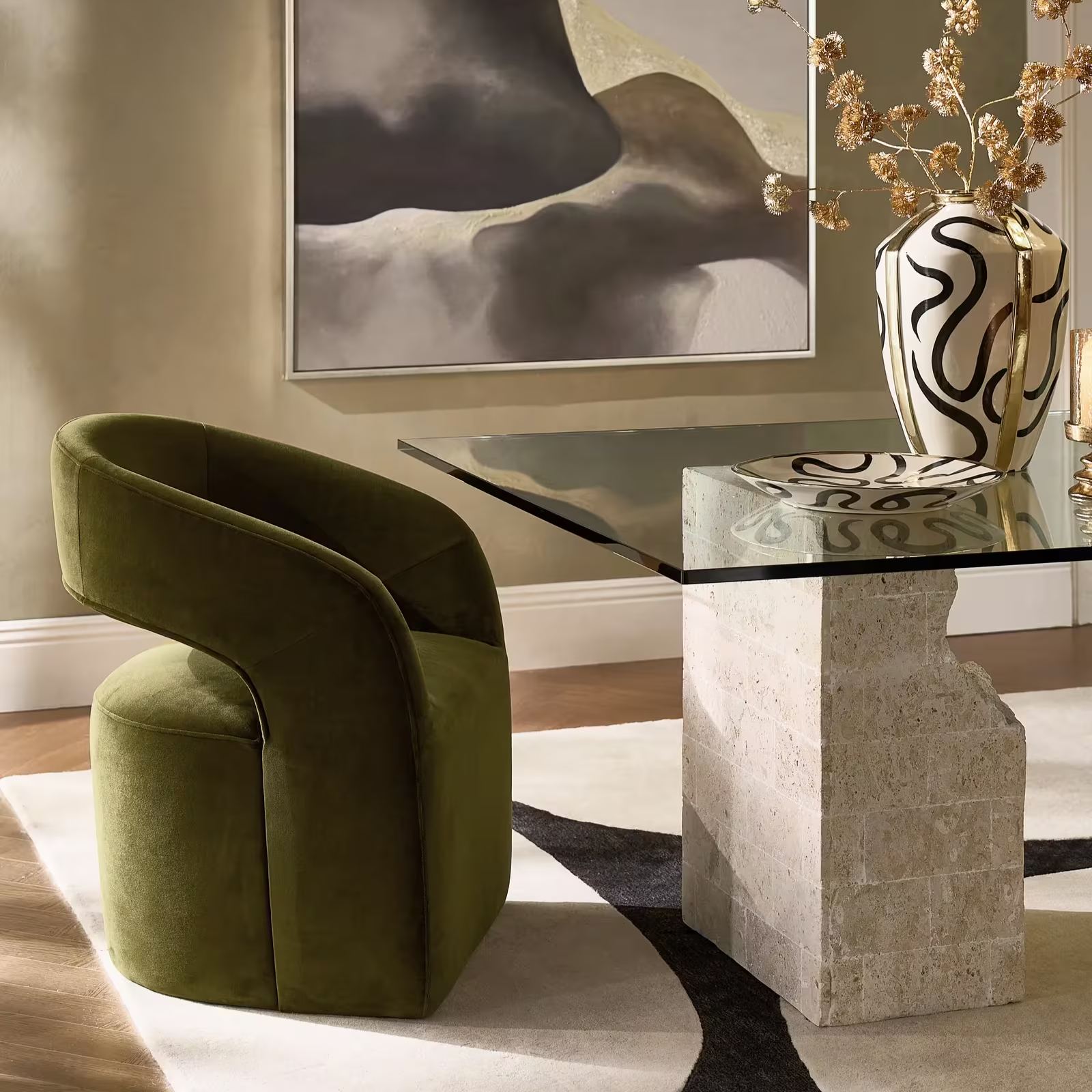 Harrison Deep Olive Velvet Dining Chair