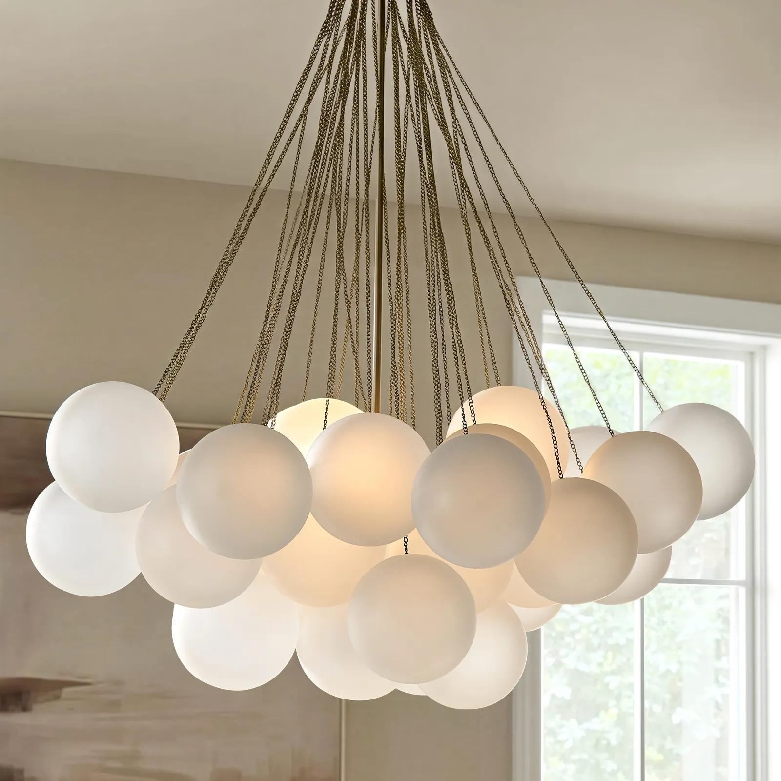 Sanela Frosted Glass Globe Chandelier 39.5"