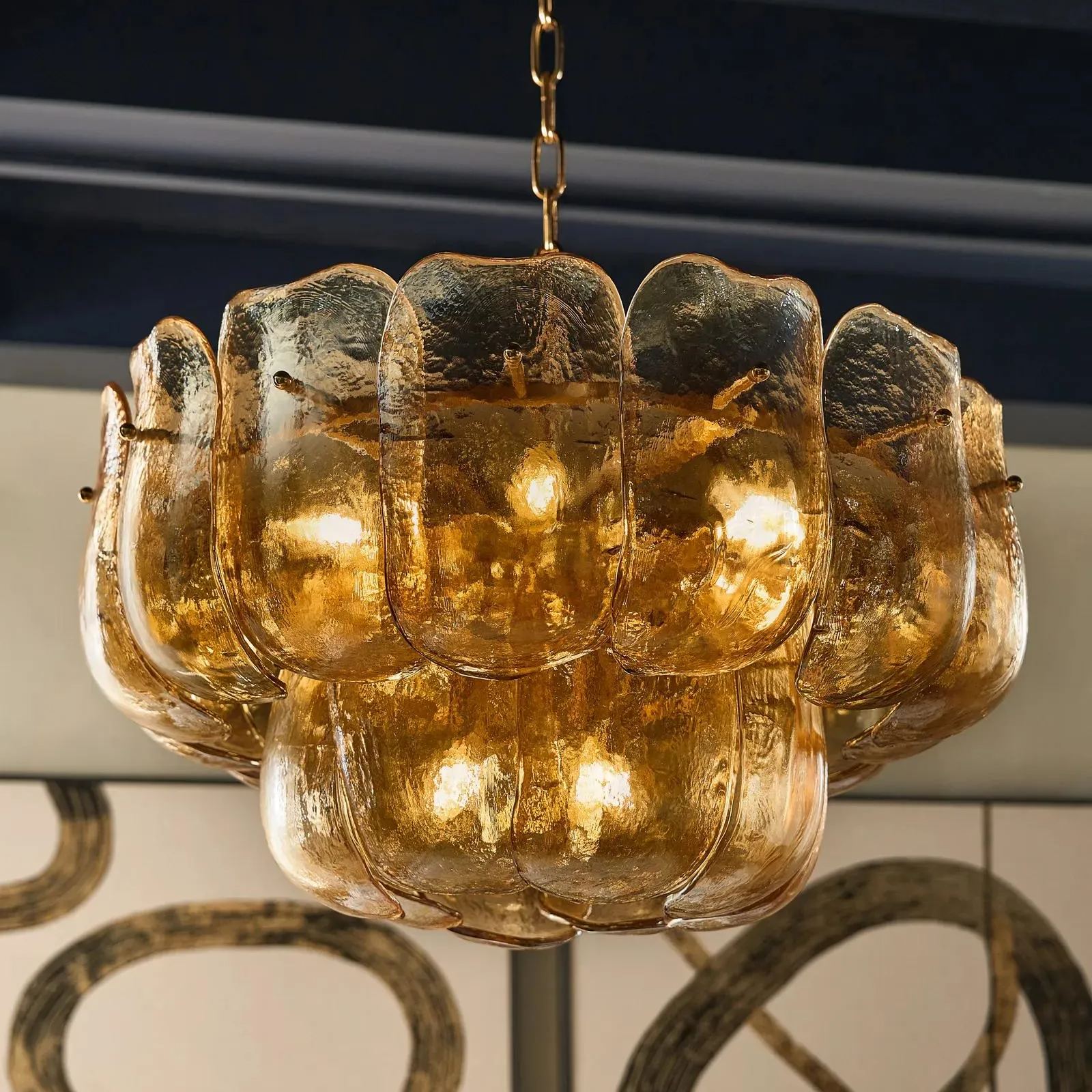 Ember Glow Glass Chandelier