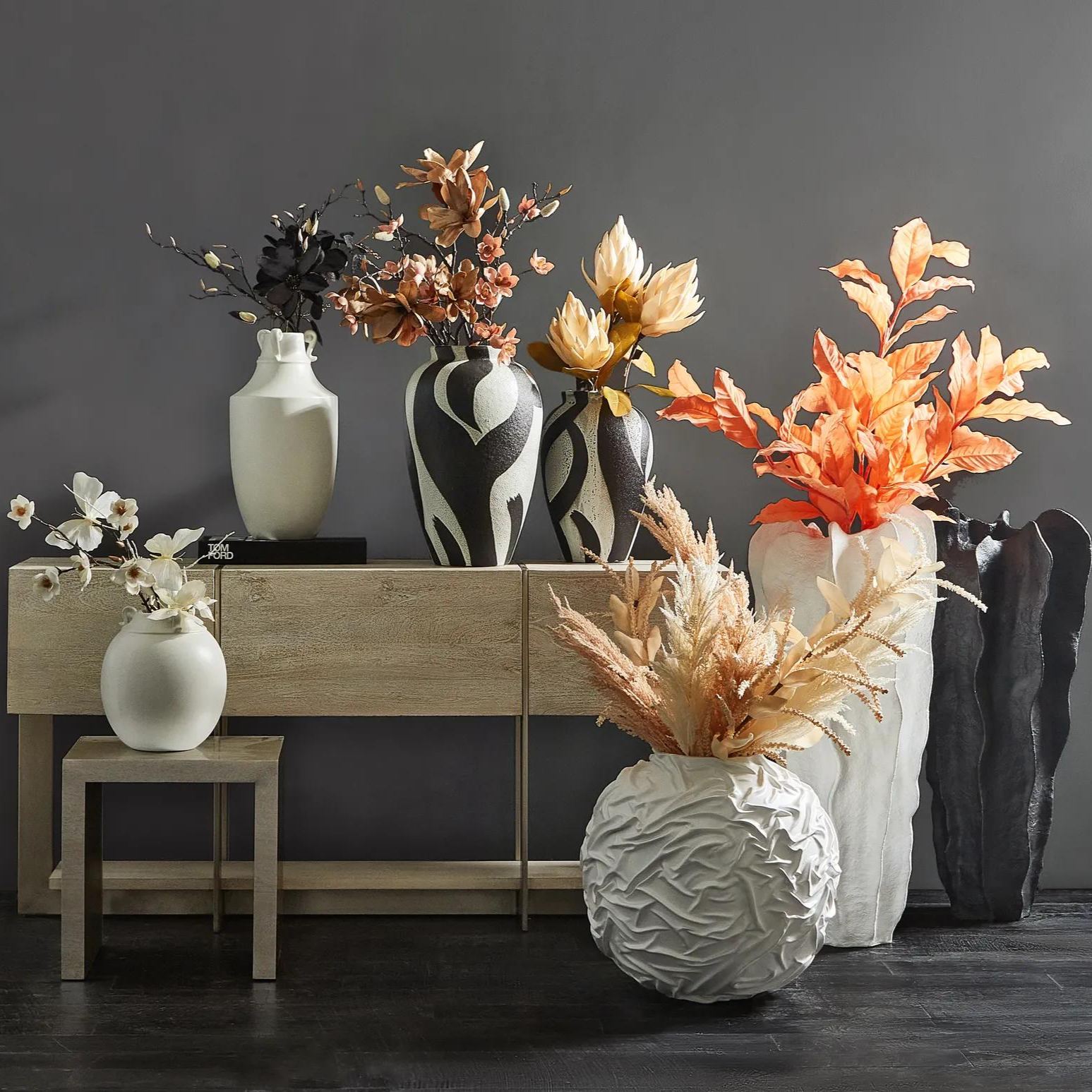 Crumple Floor Vase - White