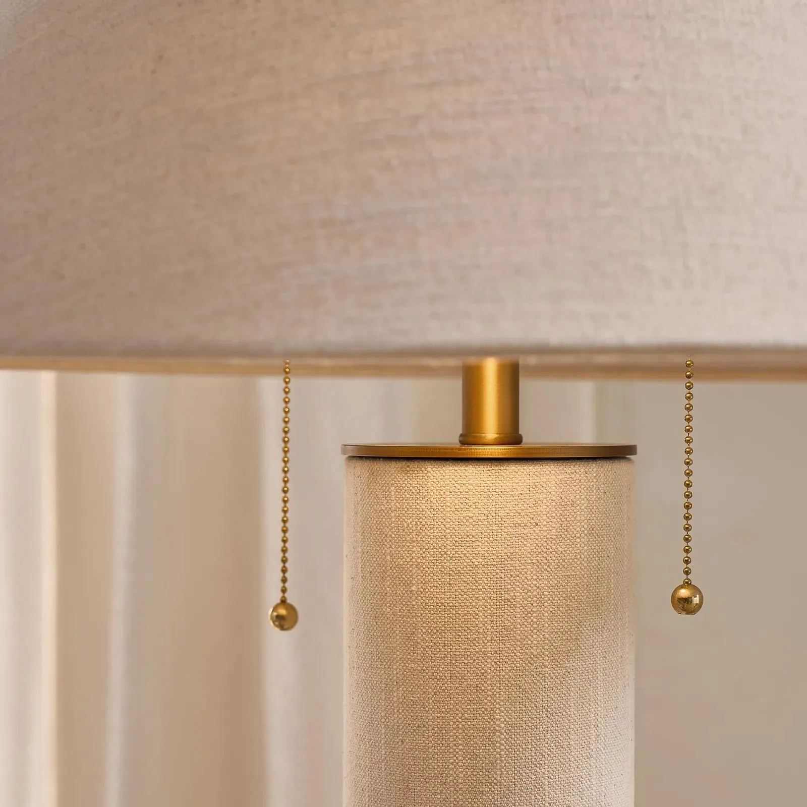 Della Linen & Brass Floor Lamp