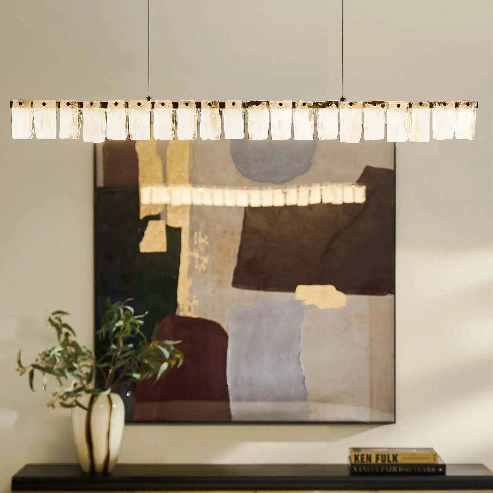 Joliet LED Linear Glass Chandelier 47"