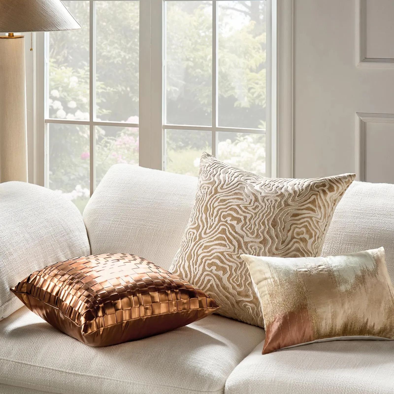 Nya Mocha Mousse Embroidered Velvet Pillow 14" x 20"