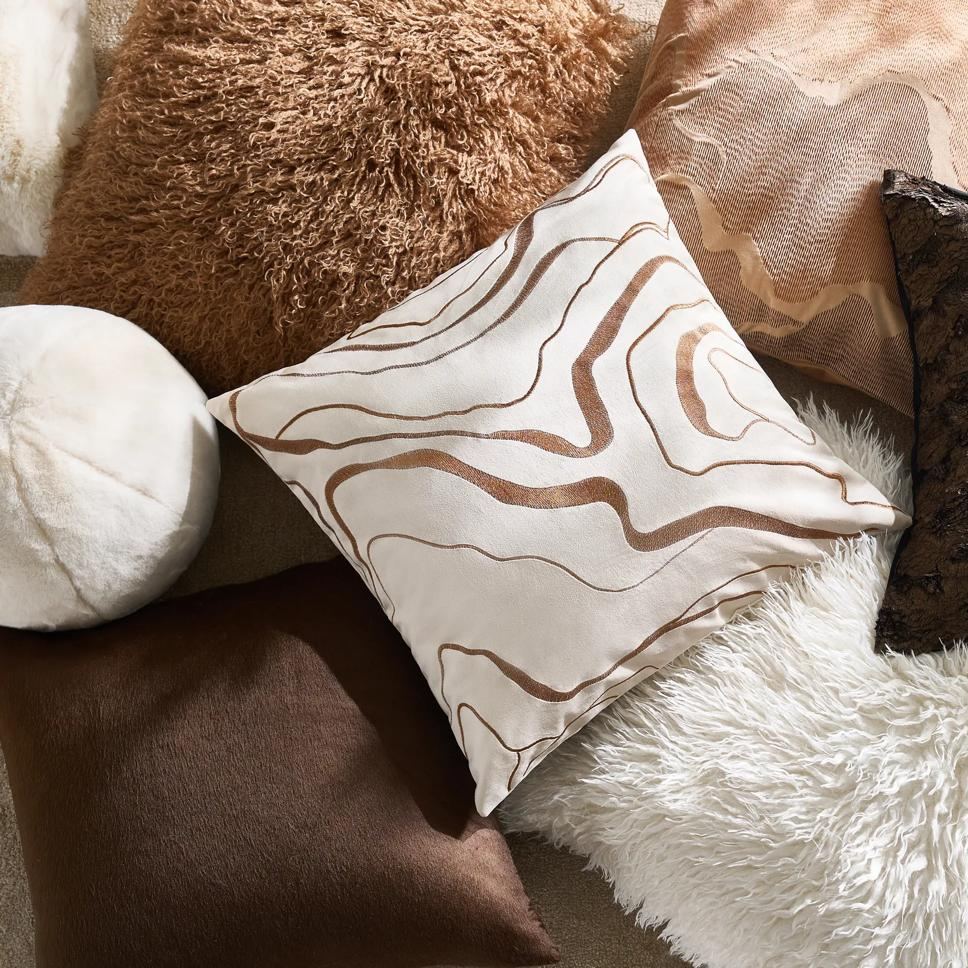 Maeve Felted Wool Pillow 22" - Chocolate