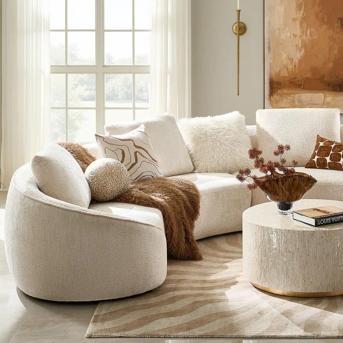 Nouvel Ball Pillow 12" - Ivory/Gold