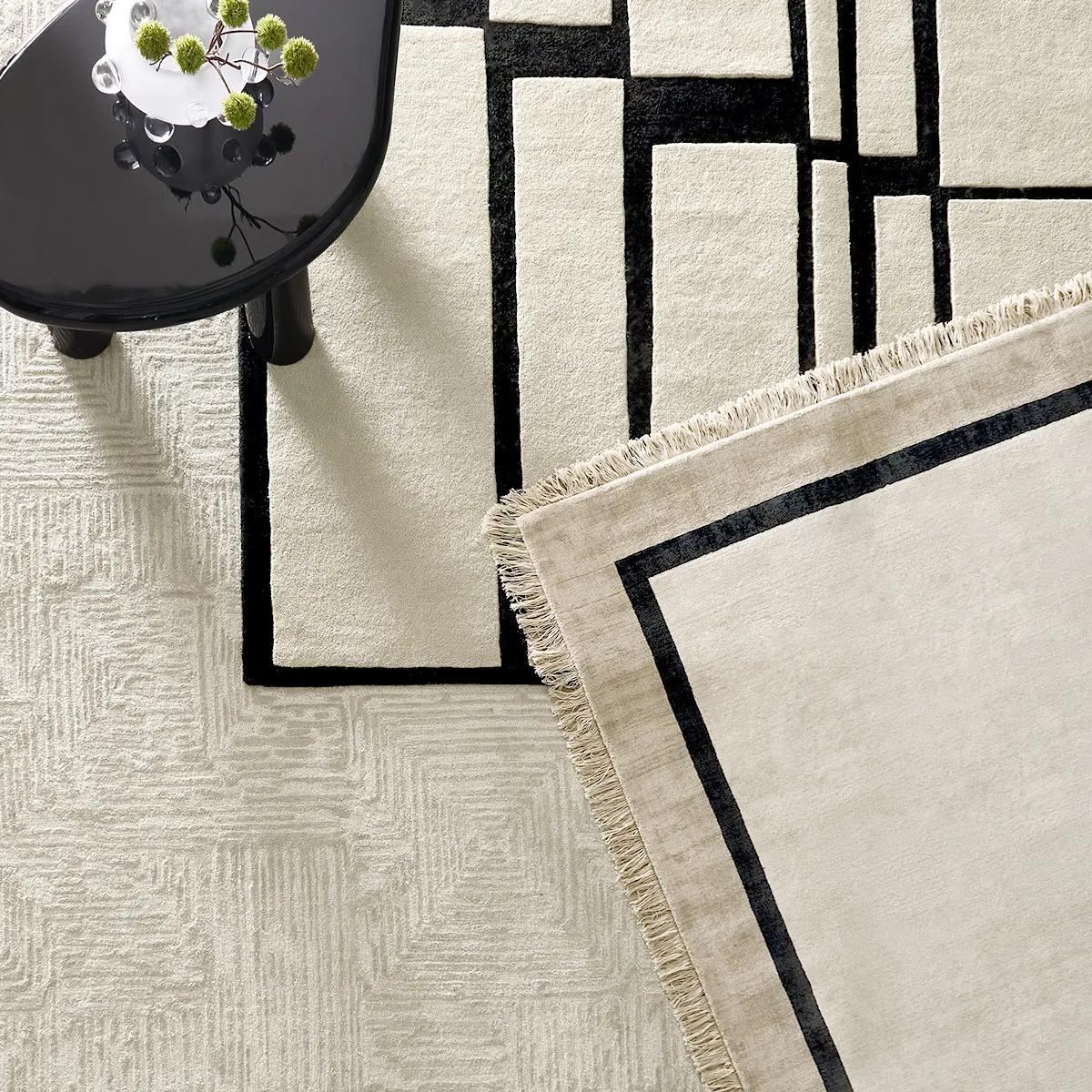 Fiona Fringe Rug - Ivory/Beige/Black
