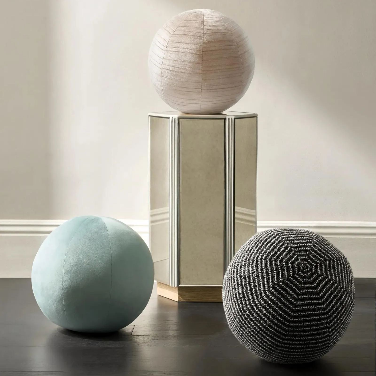 Lark Texture Velvet Ball Pillow 12" - Taupe