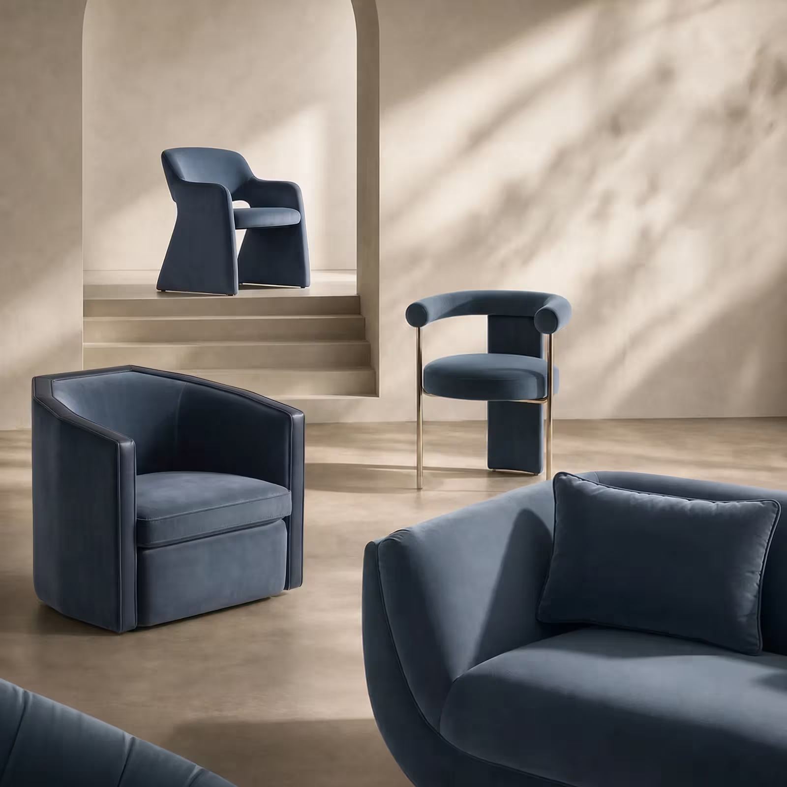Davina Dusty Blue Velvet Dining Chair Set Of 2