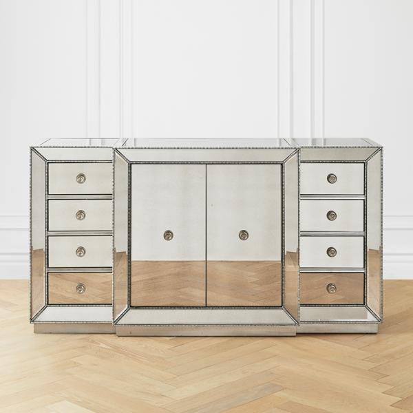 Omni Mirrored Silver 8-Drawer Buffet (72