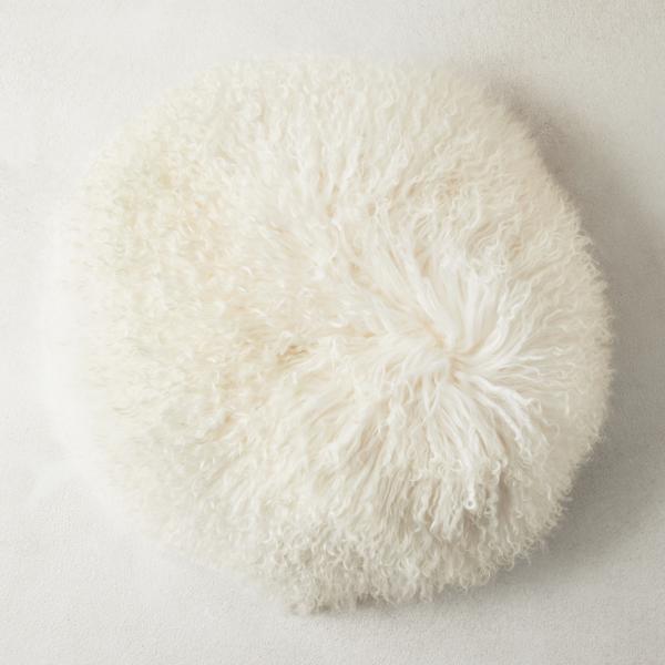 Mia White Mongolian Lamb Fur Pillow 18"D