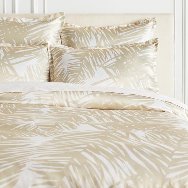 Tulum Palm Bedding - White/Champagne