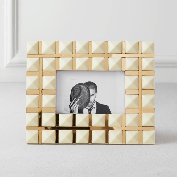 Glam Check Frame - White