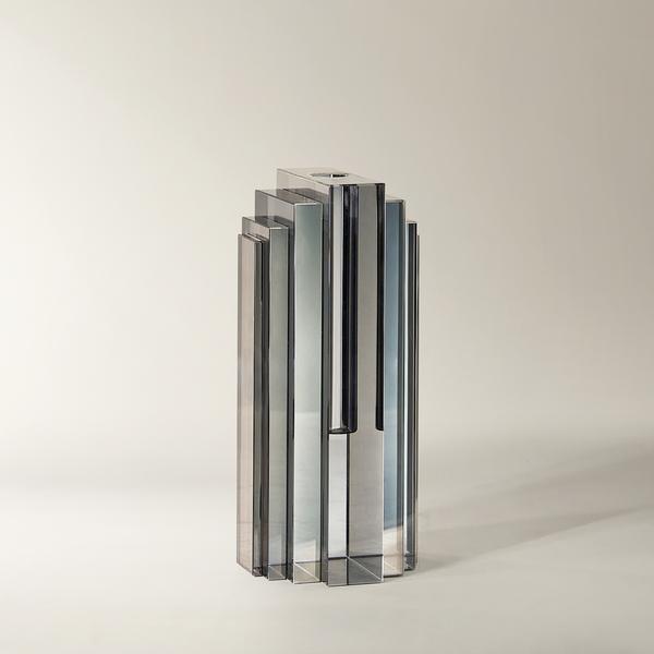 Lucca Crystal Vase - Mirrored Graphite