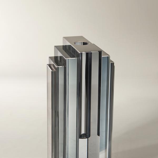 Lucca Crystal Vase - Mirrored Graphite
