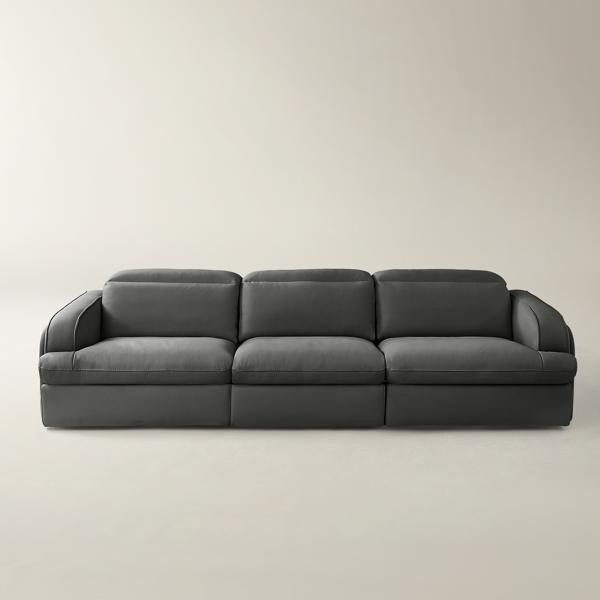 Terra 3-Piece Reclining Charcoal Leather Sectional | Z Gallerie