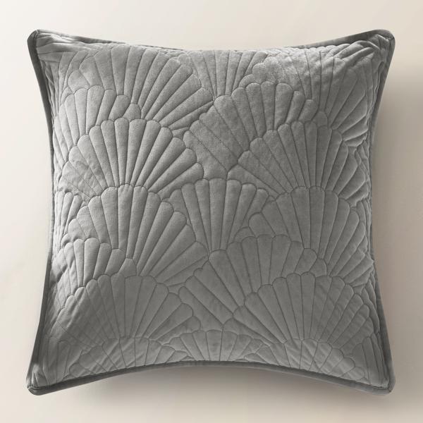 Fan Velvet Quilt Set - Smoke Grey