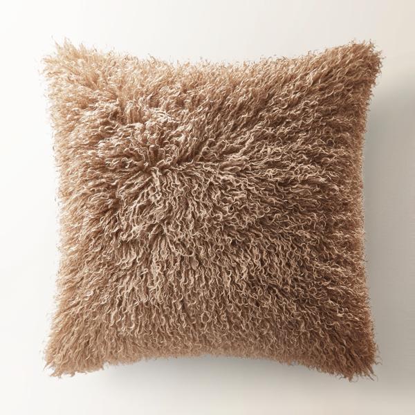 Micah Mocha Faux Mongolian Fur Pillow 22