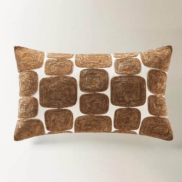 Kylen Embroidered Lumbar 24" x 14" - Rust