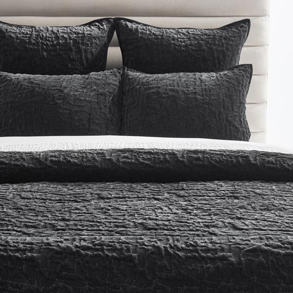 Madera Velvet Coverlet Set - Black