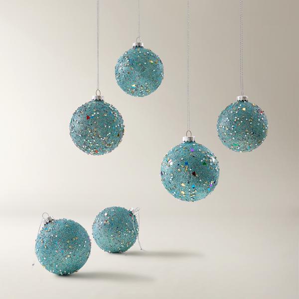  Ornament 5個セット　※箱シミあり Confetti Glitter Ornament - Set of 6 | Z Gallerie
