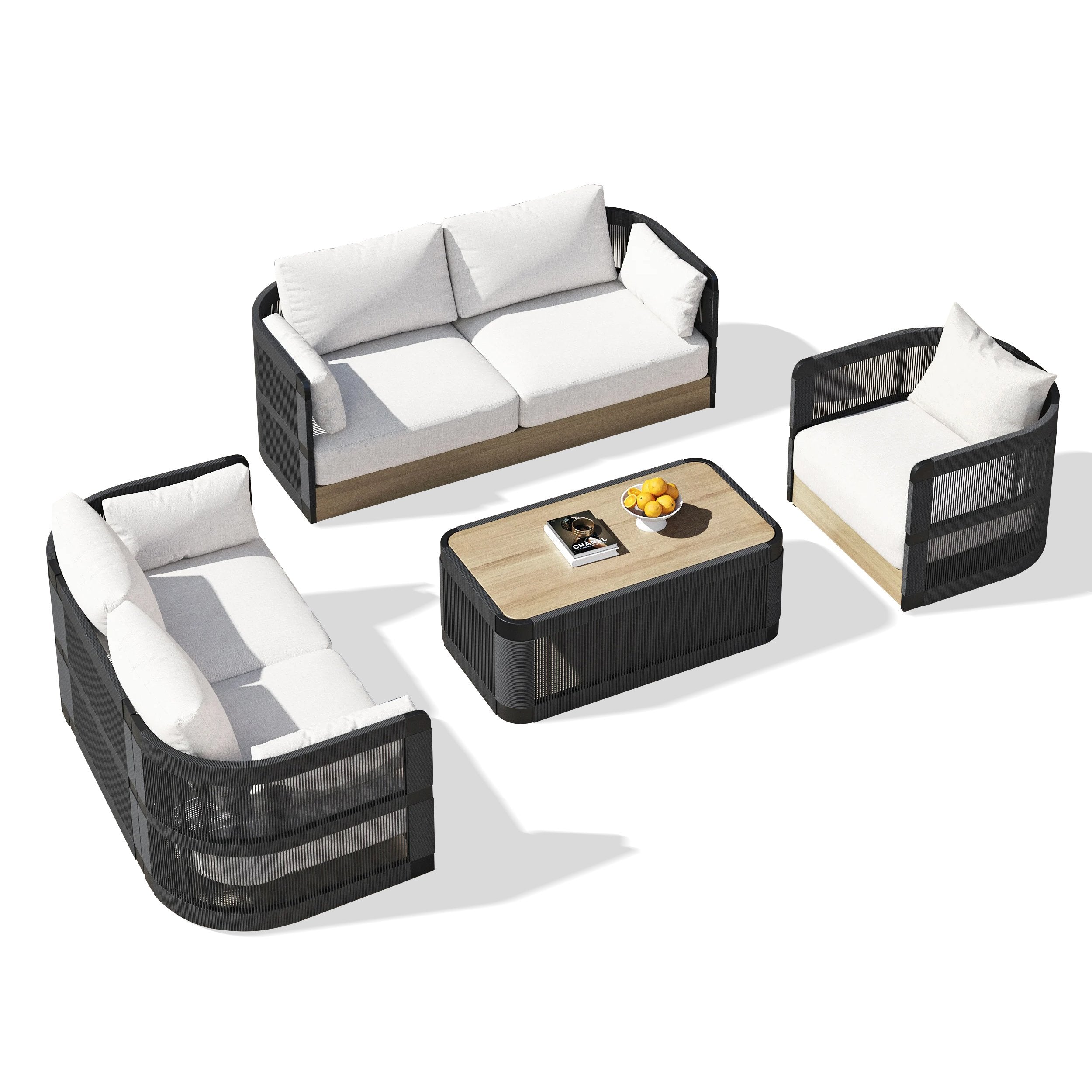 Stockholm wicker outdoor lounge set with cushions