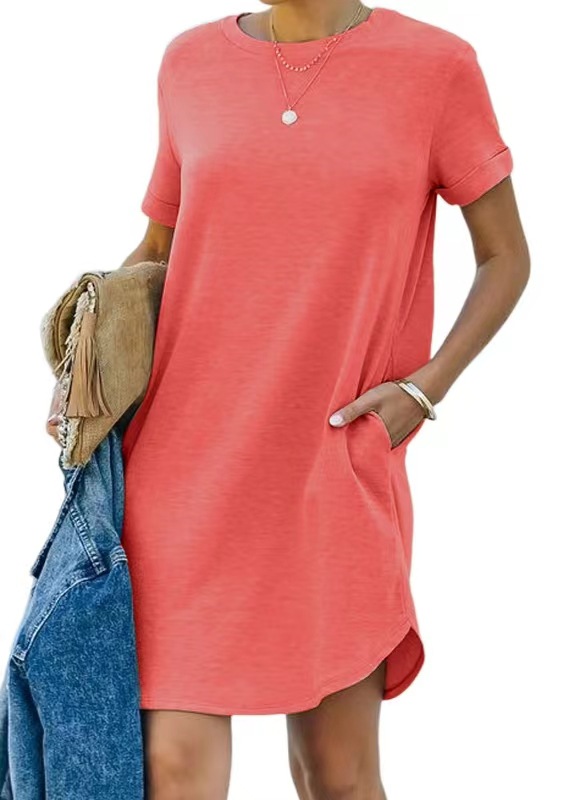 ⏰2025 Women's Casual Short Sleeve T Shirt Dress Basic Dresses with Pockets