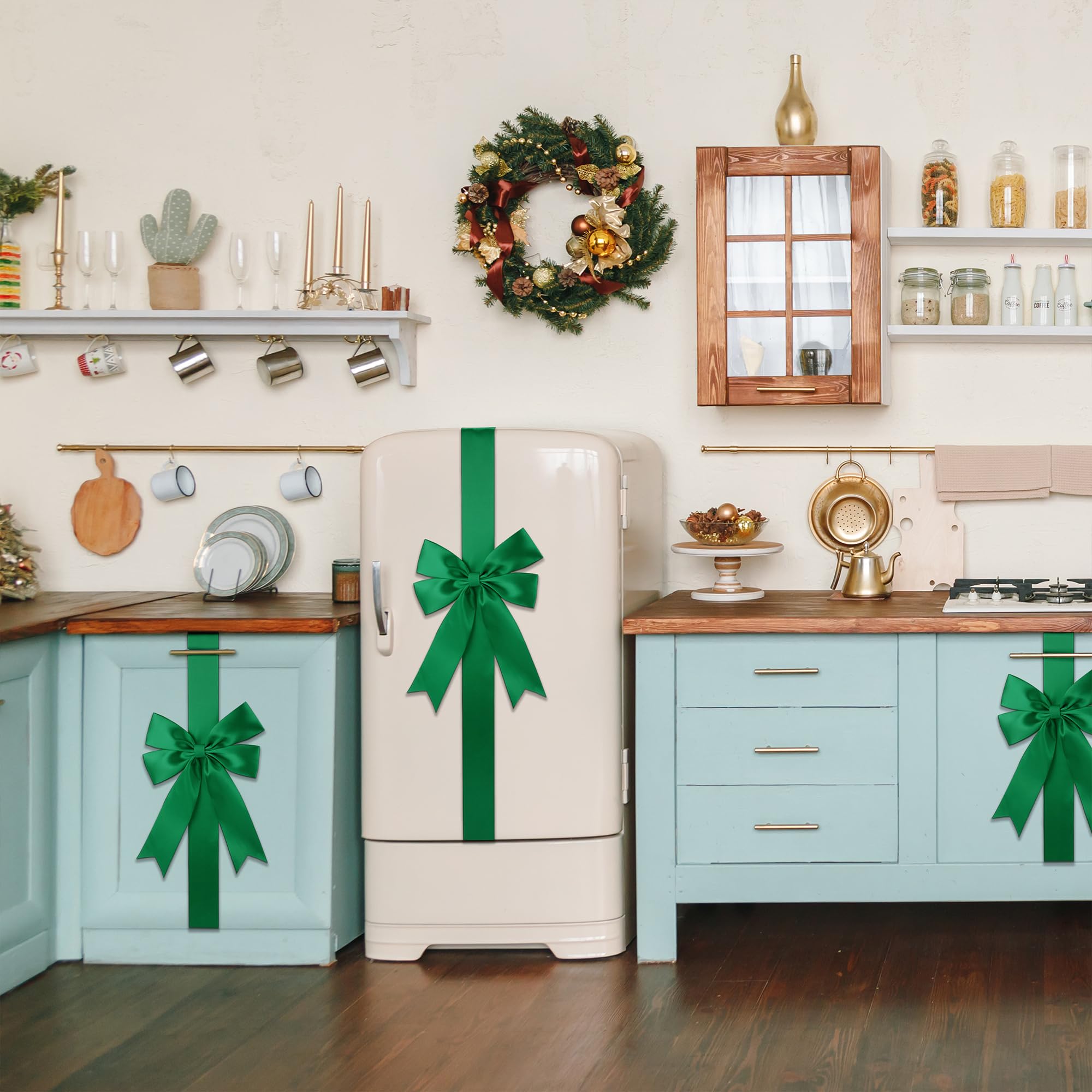 🔥$9.99 On Sale Today Only🎀Christmas Velvet Cabinet Door Bows Ribbons Decorations