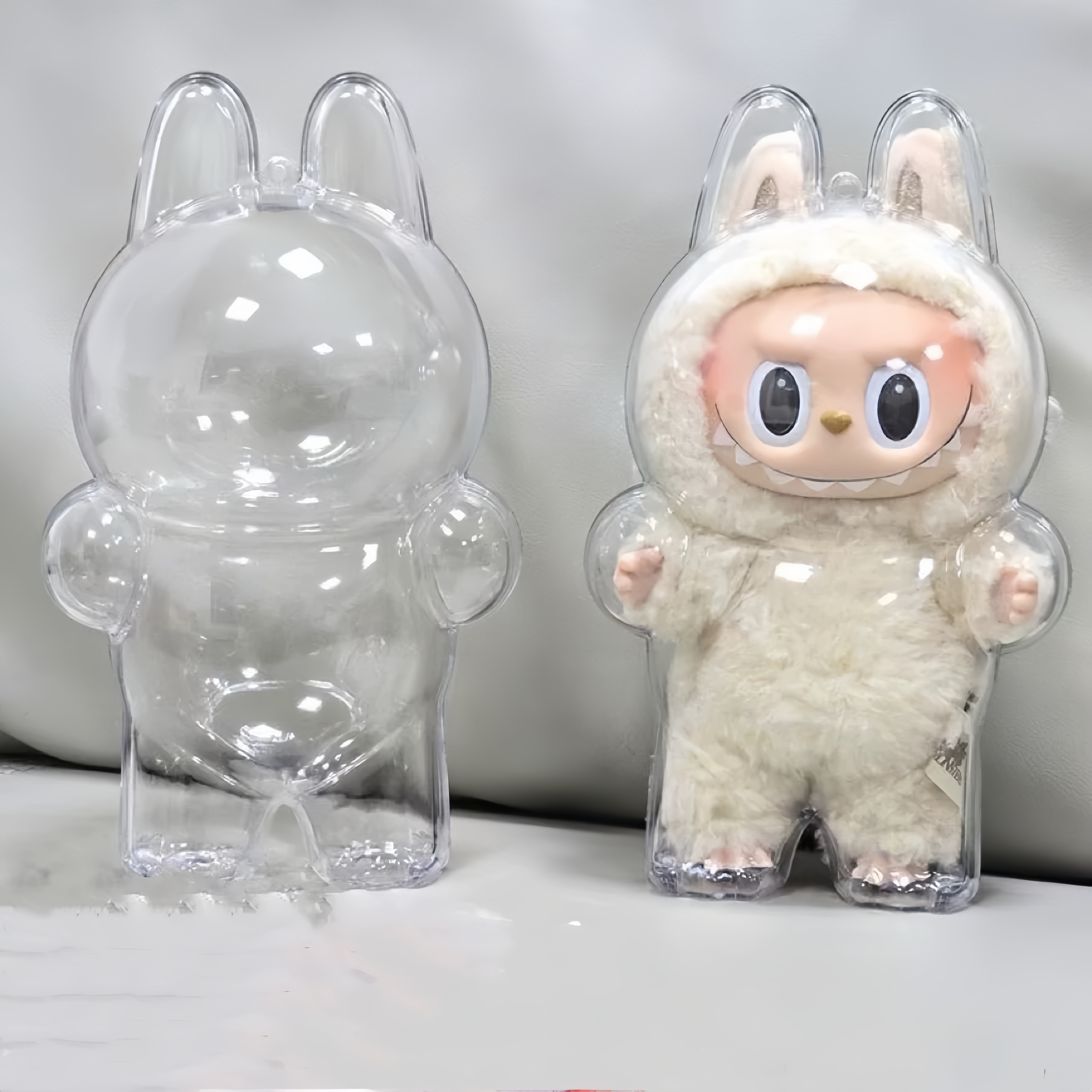 🎉Transparent Protective Cover for Labubu Plush Figure Doll, The Monsters, Standing & Sitting